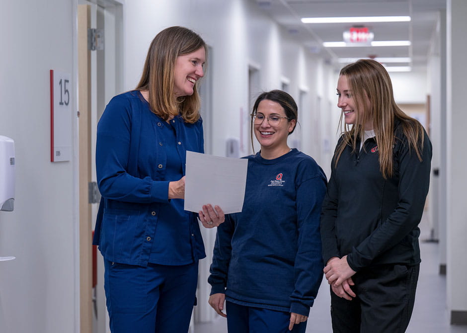 Group Of Nurses Talking In Hallway